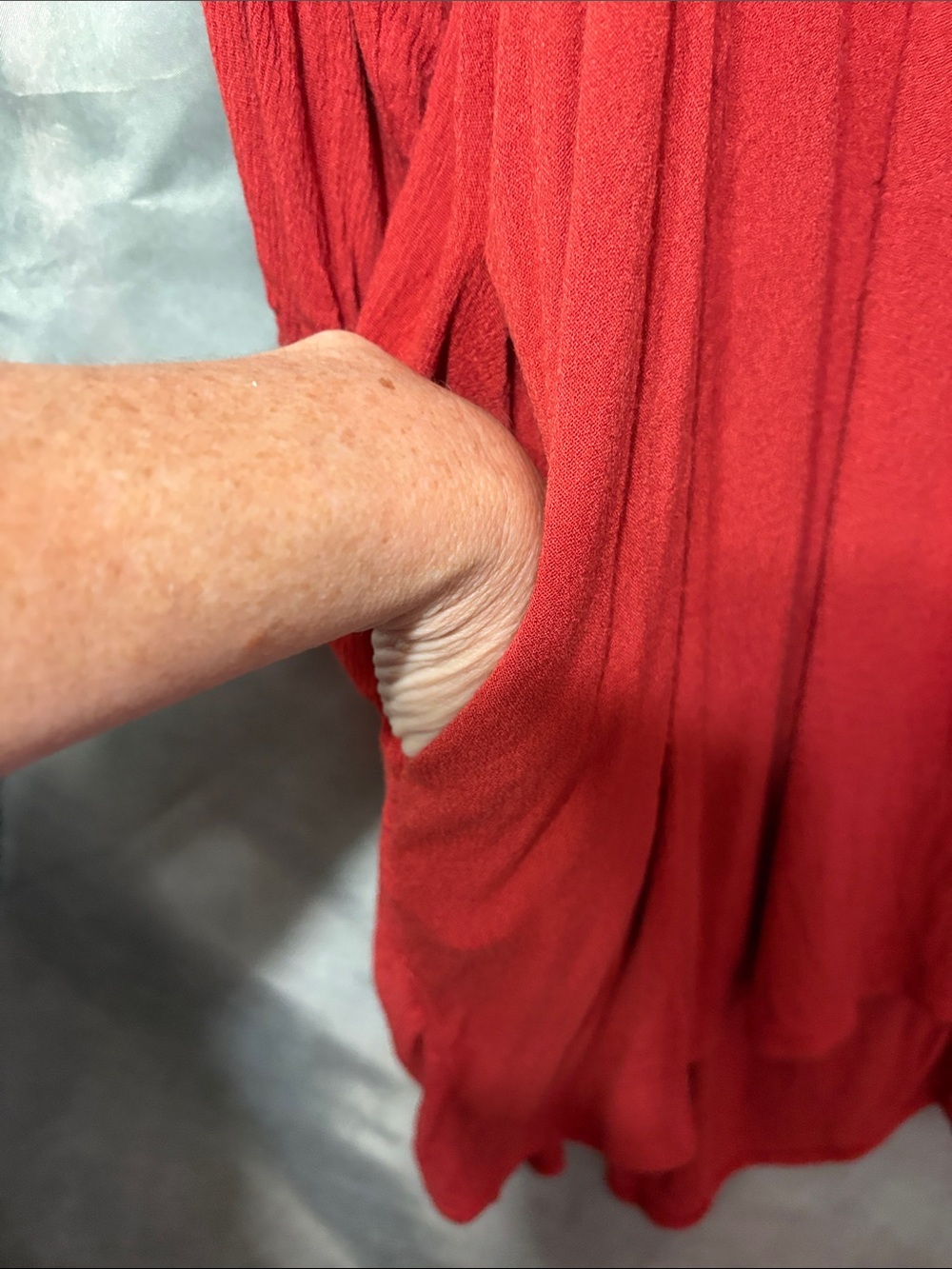 Umgee Red/Rusty Boho Embroidered High-Low Dress - Picture 6 of 6